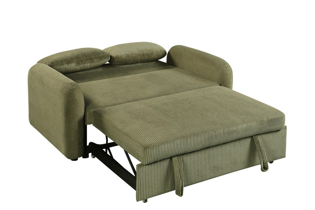 SCHLAFSOFA Cord Grün  - Schwarz/Grün, Design, Kunststoff/Textil (150/86/90cm) - MID.YOU