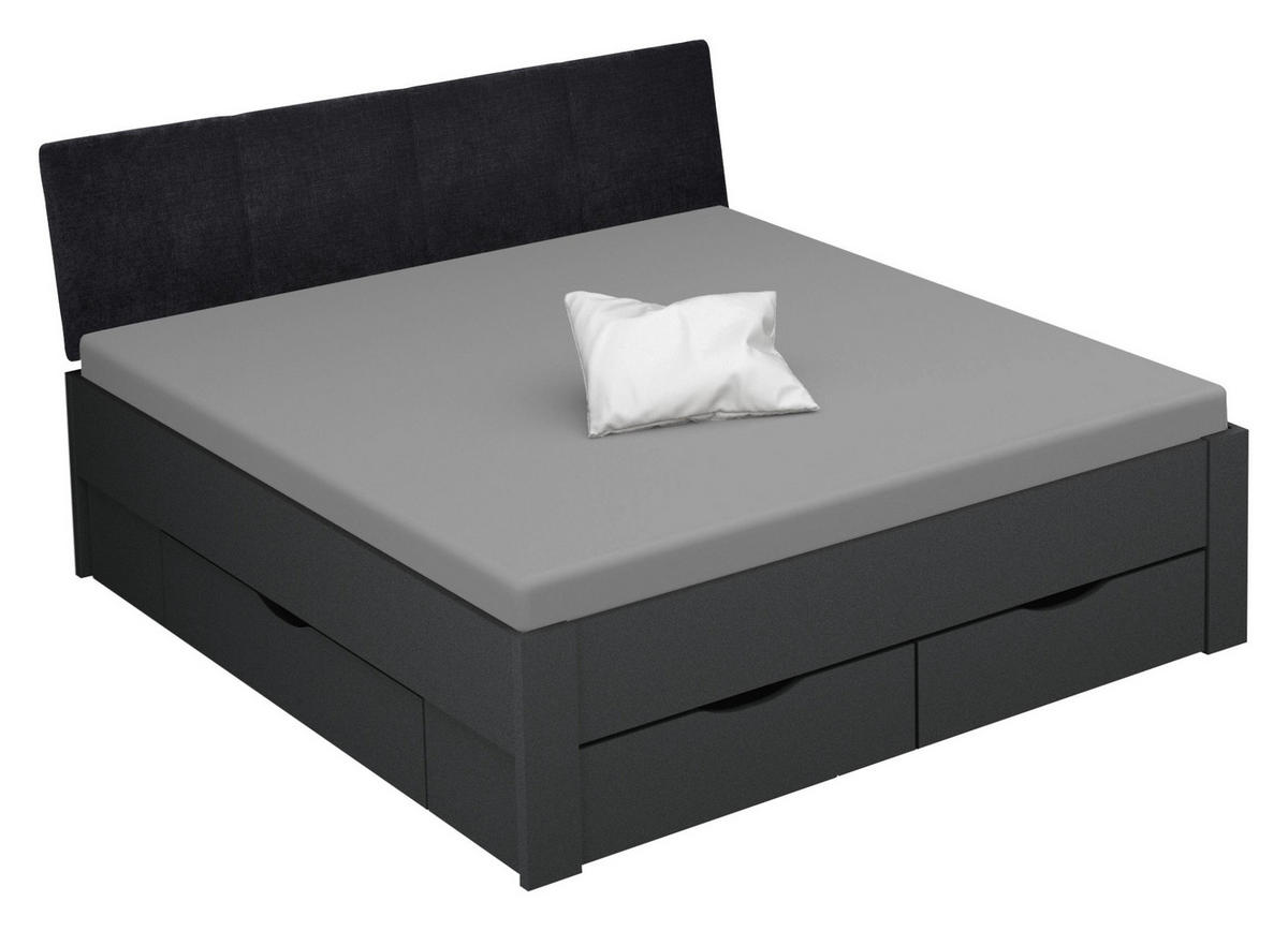 STAURAUMBETT 180/200 cm  in Grau   - Schwarz/Grau, Design, Holzwerkstoff/Textil (180/200cm) - Xora