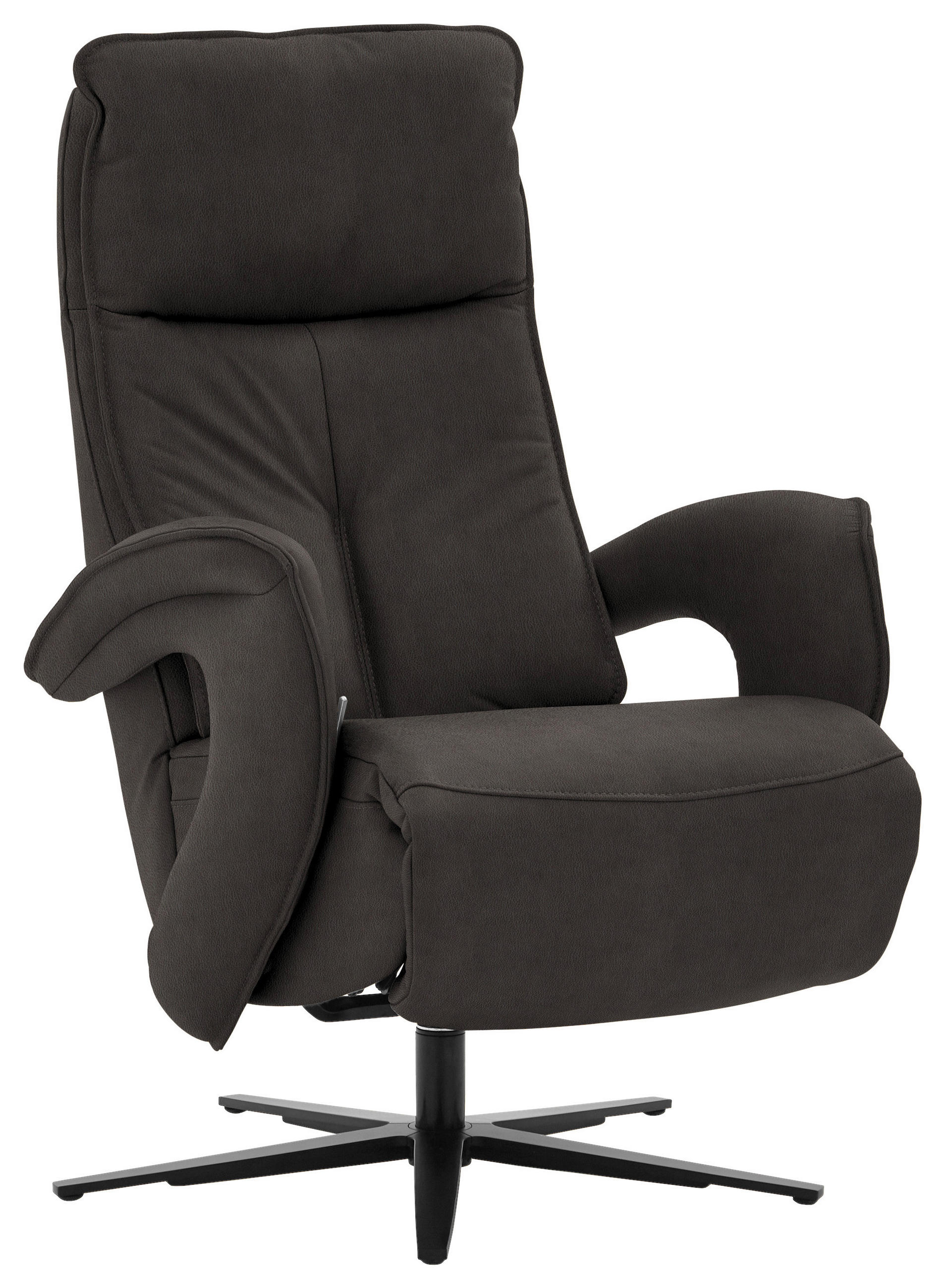RELAXSESSEL in Leder Dunkelgrau  - Dunkelgrau/Schwarz, Design, Leder/Metall (77/110/87cm) - Valdera