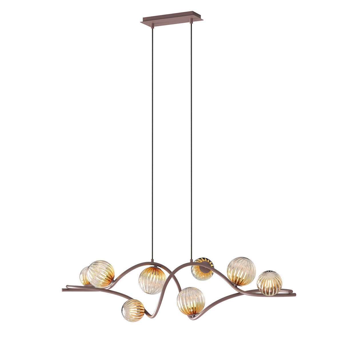 PENDELLEUCHTE 106/25/100 cm  - Cognac, KONVENTIONELL, Glas/Metall (106/25/100cm)