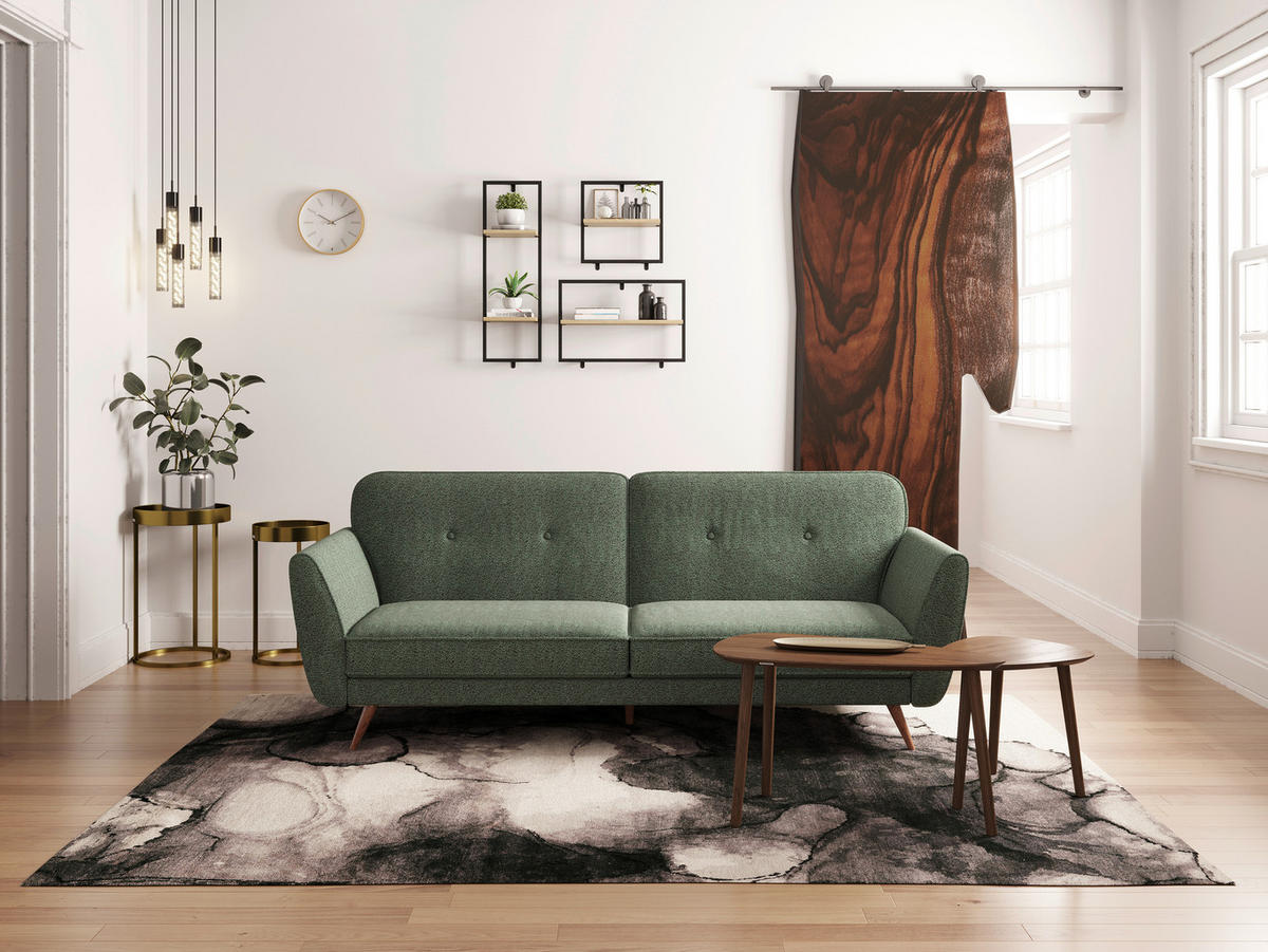 ZOFA S POSTELJNO FUNKCIJO,  zelena tekstil  - zelena/temno zelena, Moderno, tekstil/les (222/87,5/83cm) - MID.YOU