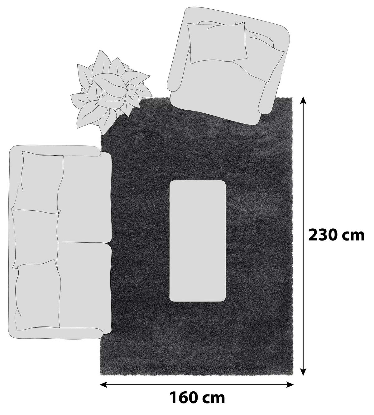 KOBEREC S VYSOKÝM VLASEM, 160/230 cm, šedá - šedá, Basics, textil (160/230cm) - Novel