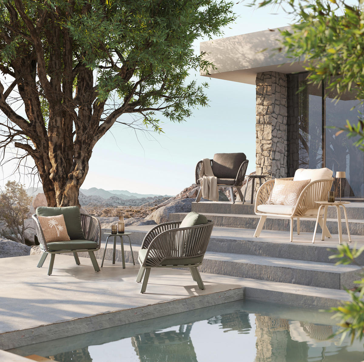 LOUNGESESSEL  - Anthrazit, Design, Textil/Metall (83/77/82cm) - Ambia Garden