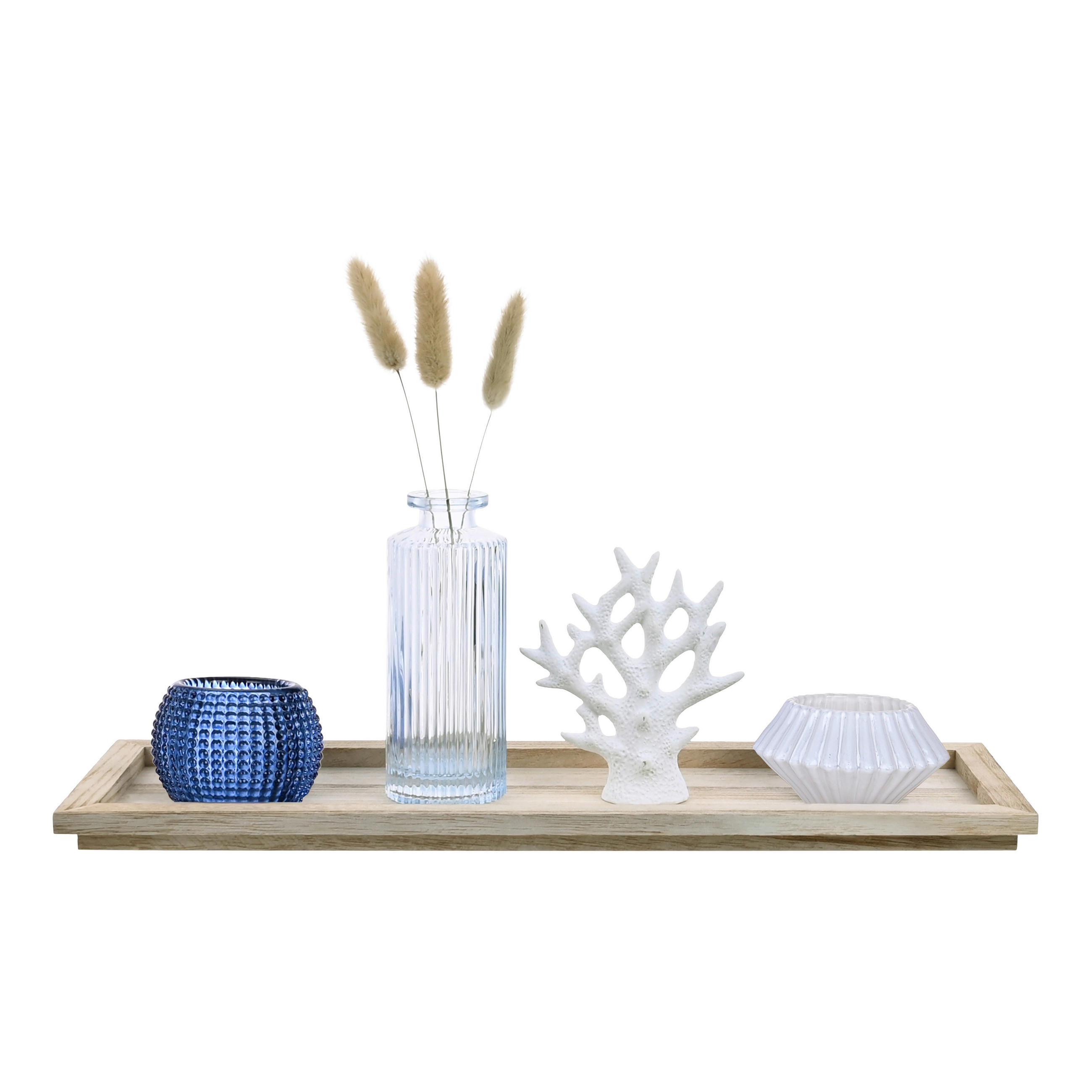 KERZENHALTER-SET - Multicolor, LIFESTYLE, Glas/Naturmaterialien (40/12,5/19,5cm) - Ambia Home