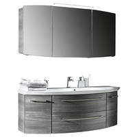 BADEZIMMER  in 141 cm  - Weiß/Grau, KONVENTIONELL, Holzwerkstoff/Stein (141cm) - Sadena