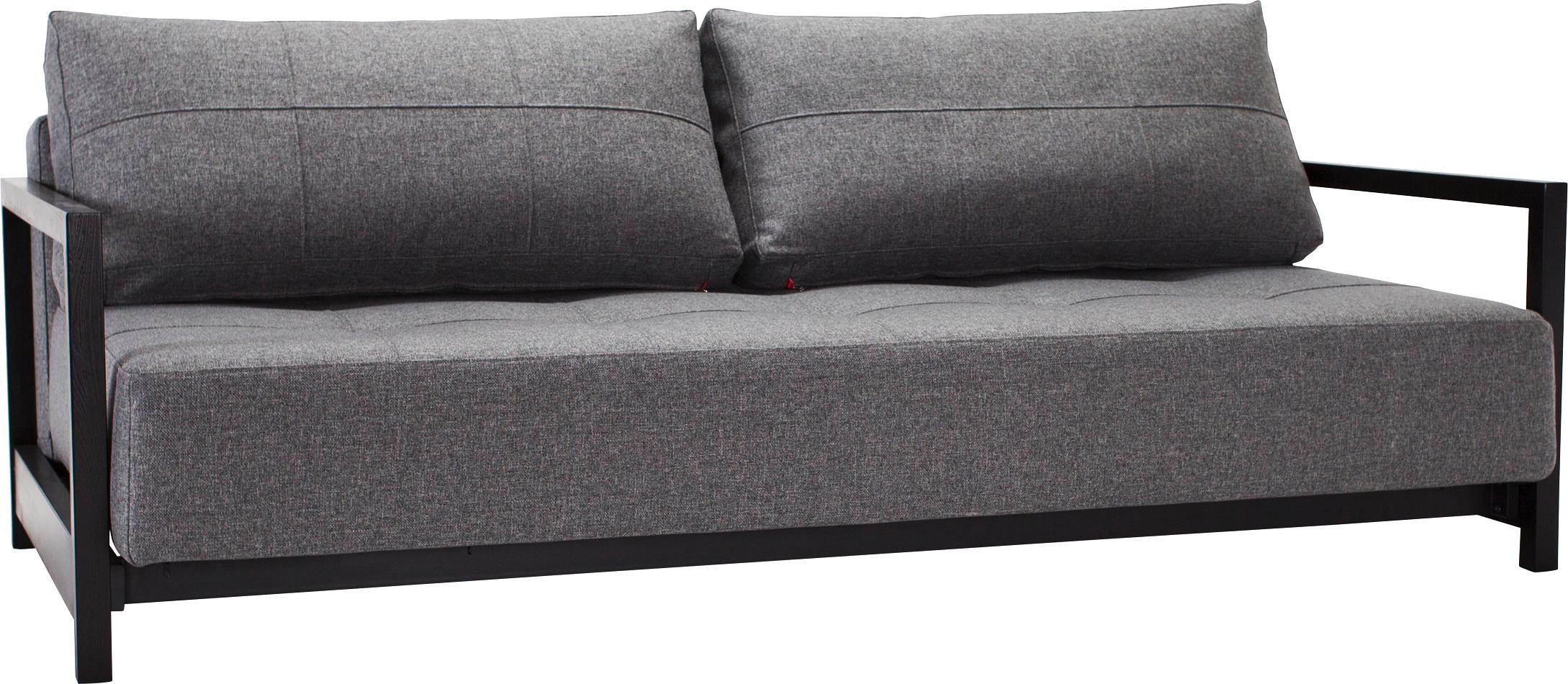 Schlafsofa in Holz, Textil Grau, Dunkelbraun