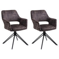 ARMLEHNSTUHL-SET Samt Anthrazit, Schwarz  - Anthrazit/Schwarz, KONVENTIONELL, Textil/Metall (57/84/61cm) - MID.YOU