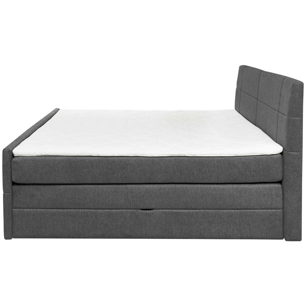 Thumbnail - Carryhome Boxspringbett, Anthrazit, Textil, H2 + H3, 7-Zonen, Höhe ca. 18 cm, 180x200 cm, Topper durchgehend, Wendematra...