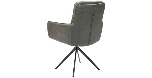 ARMLEHNSTUHL  inklusive Armlehnen, Sitzfläche 180° drehbar, automatische Rückholfunktion Mikrofaser Echtleder  - Anthrazit/Schwarz, Design, Leder/Textil (58/89/67cm) - Xora