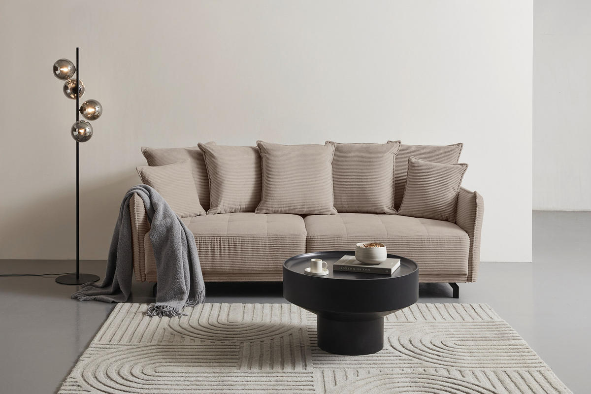 BIGSOFA in Cord Taupe  - Taupe/Schwarz, Design, Textil/Metall (226/91/103cm) - Carryhome