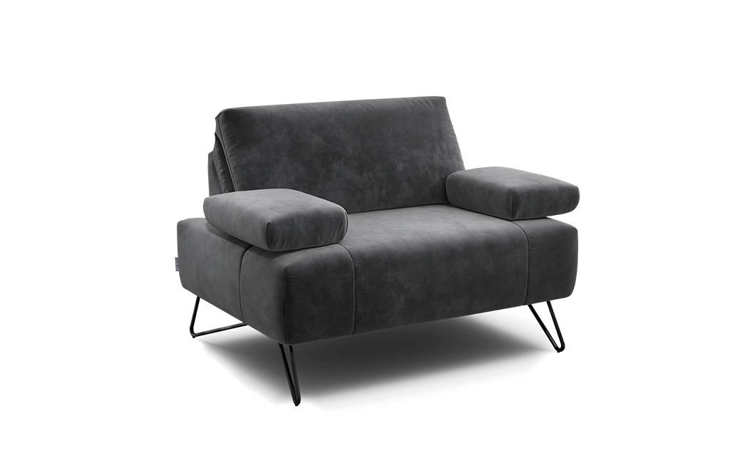 SESSEL Samt Anthrazit    - Anthrazit/Schwarz, Design, Textil/Metall (114-142/85/86-94cm) - SENSOO