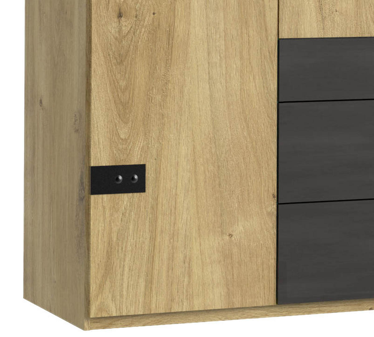 DREHTÜRENSCHRANK in Graphitfarben, Eichefarben  - Eichefarben/Graphitfarben, Basics, Holzwerkstoff/Metall (200/216/58cm) - MID.YOU