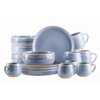 FRÜHSTÜCKSSERVICE Blau, Braun AQUATA 16-teilig 4 Personen  - Blau/Braun, Basics, Keramik - Mäser