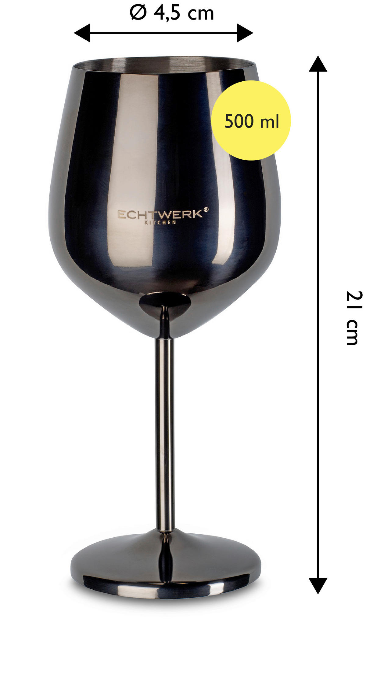 KOZAREC ZA VINO   500 ml - črna/visoki sijaj, Basics, kovina (9,3/4,5/21cm) - Echtwerk