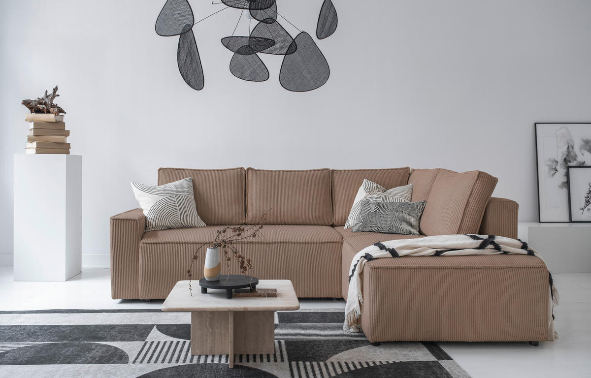 KUTNA GARNITURA tekstil  taupe   - crna/taupe, Design, tekstil/plastika (247/194cm) - MID.YOU
