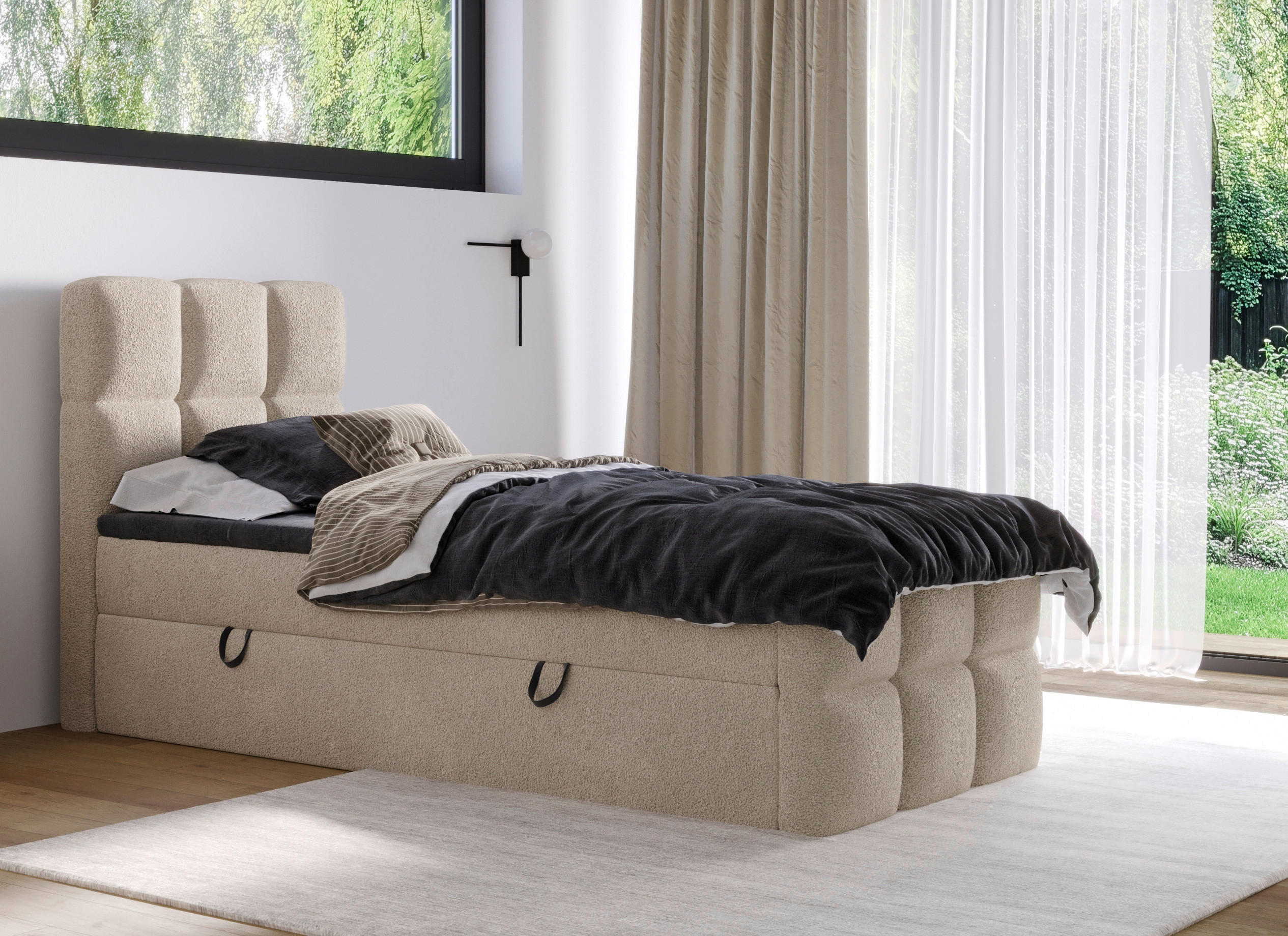 BOXBETT 90/200 cm  in Taupe  - Taupe/Schwarz, Design, Holzwerkstoff/Kunststoff (90/200cm) - Xora