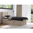 BOXBETT 90/200 cm,  in Taupe, gepolstertes Kopfteil, Bettkasten, Topper, H3 = fest  - Taupe/Schwarz, Design, Holzwerkstoff/Kunststoff (90/200cm) - Xora