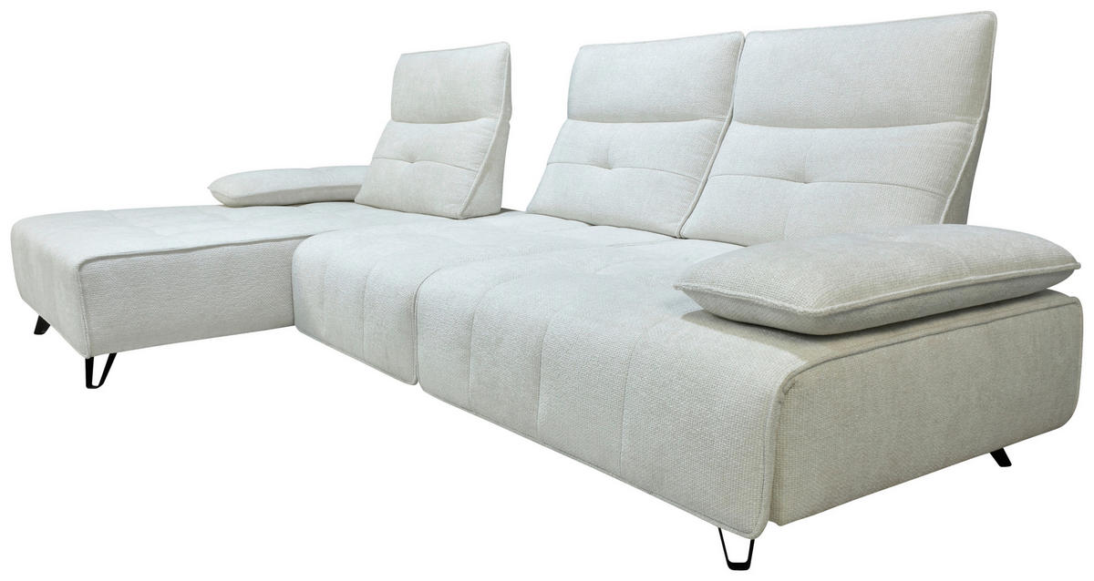 ECKSOFA Creme Chenille  - Creme/Schwarz, Design, Kunststoff/Textil (162/314cm) - Livetastic