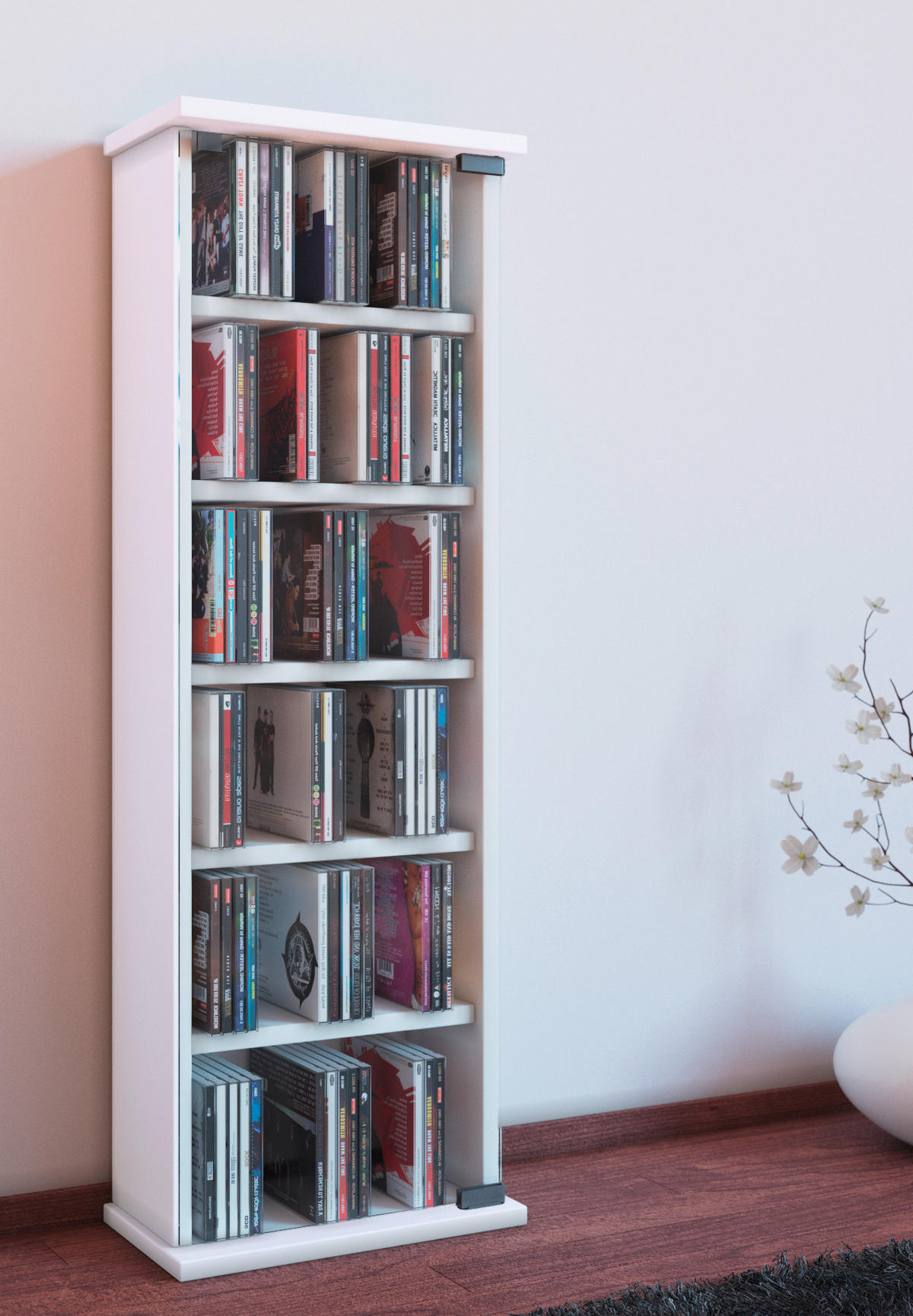 CD-REGAL - Weiss, Konventionell, Glas/Holzwerkstoff (31/92/18cm) - MID.YOU