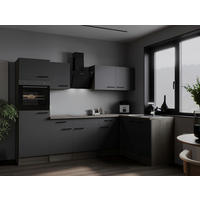 ECKKÜCHE 280/172 cm  in Grau, Eichefarben  - Eichefarben/Schwarz, Design, Holzwerkstoff/Metall (280/172cm) - Respekta