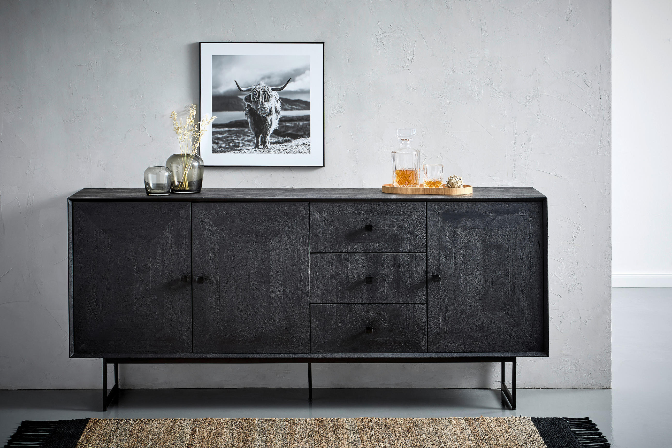 SIDEBOARD 180/80/40 cm  in Schwarz  - Schwarz, Design, Holz/Metall (180/80/40cm) - Livetastic