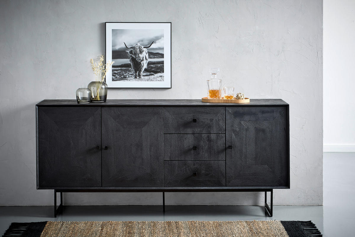SIDEBOARD  in 180/80/40 cm  - Schwarz, Design, Holz/Metall (180/80/40cm) - Livetastic