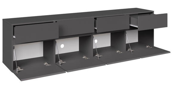 LOWBOARD  200/52,8/40 cm 4 Schublade(n) stehend, in verschiedenen Holzdekoren erhältlich  - Anthrazit/Schwarz, Design, Holzwerkstoff (200/52,8/40cm) - Xora