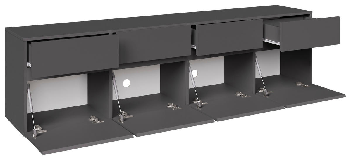 NIZKA OMARICA antracit  - črna/antracit, Design, leseni material (200/52,8/40cm) - Xora