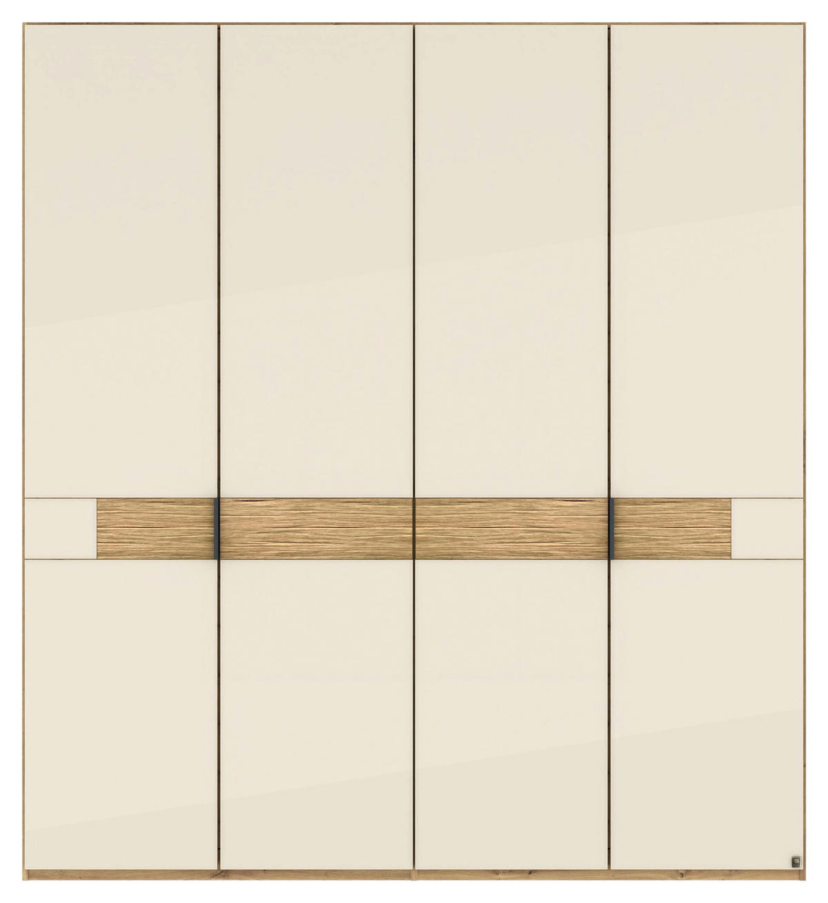 DREHTÜRENSCHRANK 200/216/58 cm,  in Champagner, Eiche Bianco, 4 Tür(en)  - Schieferfarben/Eiche Bianco, Design, Glas/Holz (200/216/58cm) - Musterring