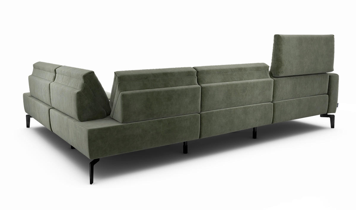 ECKSOFA Cosy in Samt Waldgrün  296/213 cm  - Waldgrün/Schwarz, Design, Textil/Metall (296/213cm) - SENSOO
