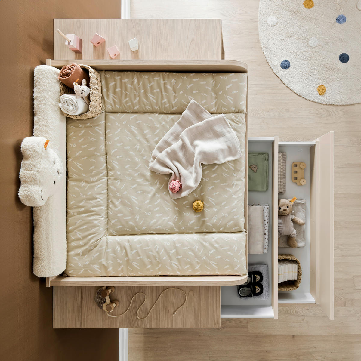 PELENKÁZÓFELTÉT Mila & Ben  - bézs, Basics, faalapú anyag (129,4/12,5/81,3cm) - Paidi