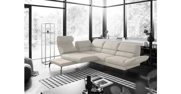 ECKSOFA in Flachgewebe Naturfarben, Beige 212-253/256-363 cm - Beige/Schwarz, Design, Textil/Metall (212-253/256-363cm) - Dieter Knoll