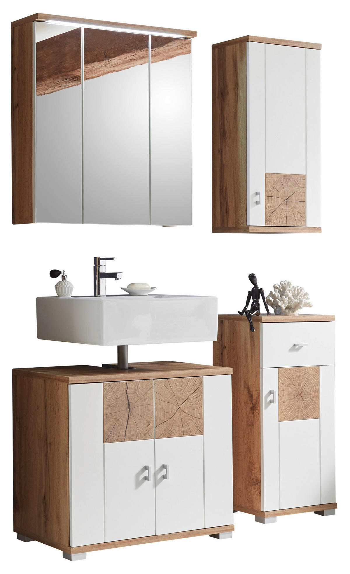 BADRUM 110 cm  - vit/ekfärgad, Design, trämaterial/glas (110cm) - MID.YOU