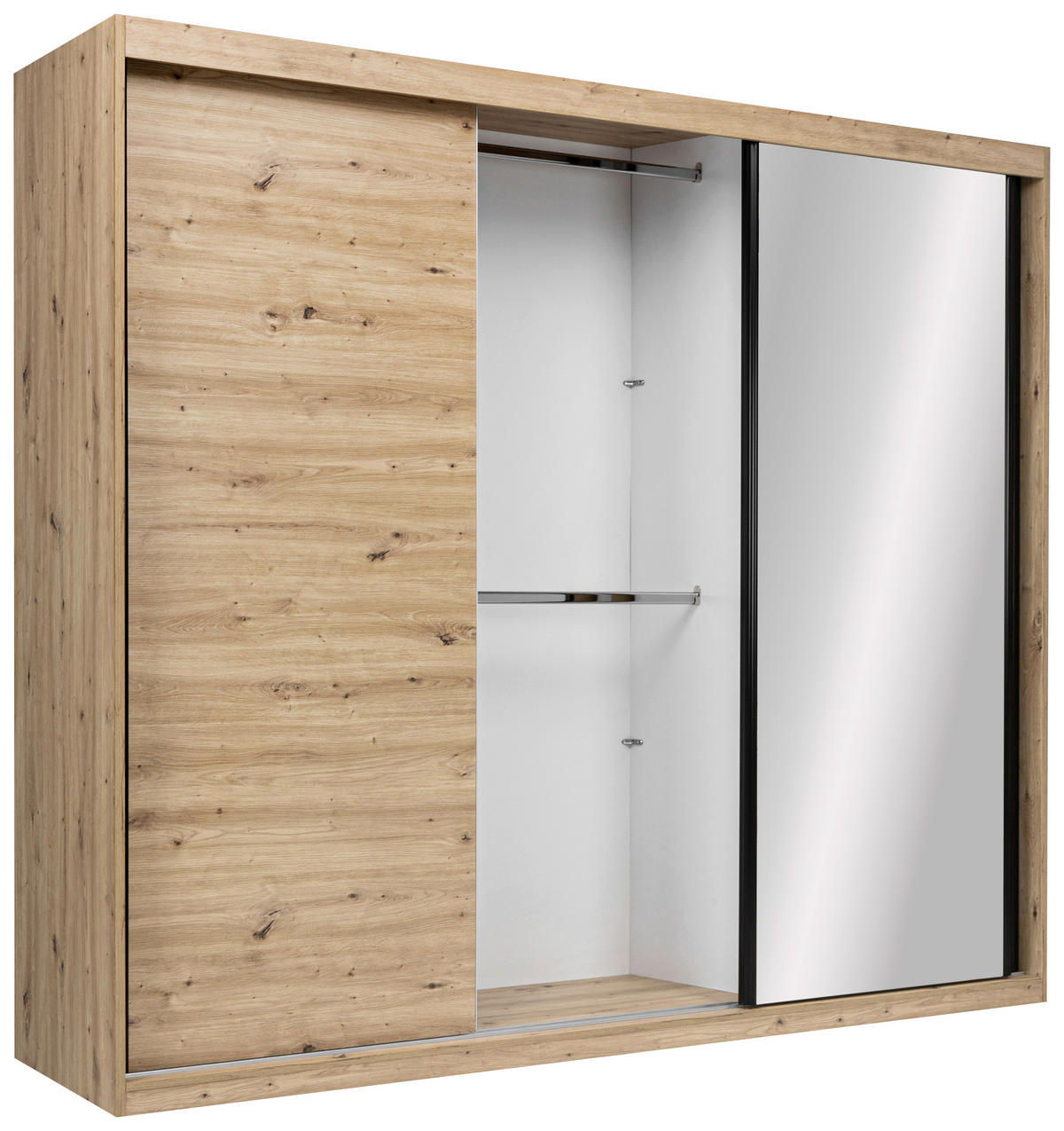 SCHIEBETÜRENSCHRANK 250/215/59,5 cm 3-türig  - Schwarz/Weiß, MODERN, Holzwerkstoff/Metall (250/215/59,5cm) - MID.YOU