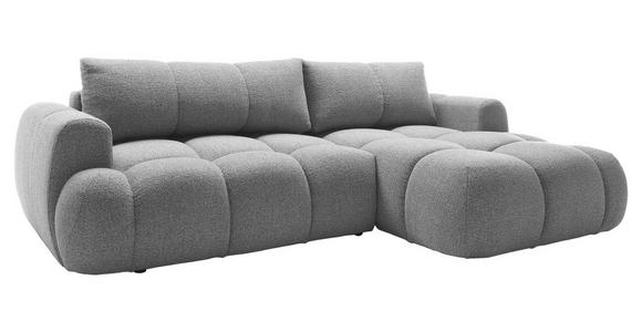 ECKSOFA Hellgrau Struktur Rückenkissen, Bettkasten, Schlaffunktion, Rücken echt, Liegefläche im Originalstoff  - Hellgrau/Schwarz, KONVENTIONELL, Kunststoff/Textil (272/172cm) - Carryhome
