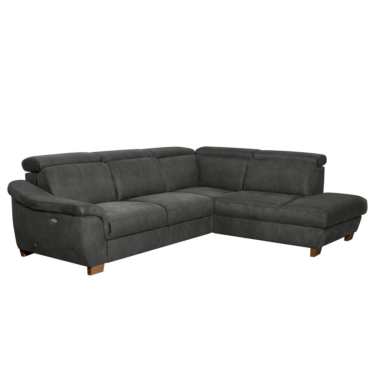 ECKSOFA TREND in Mikrofaser Anthrazit Bettkasten, Relaxfunktion, Kopfteilverstellung  276/238 cm  - Wengefarben/Anthrazit, Design, Holz/Textil (276/238cm) - Livetastic