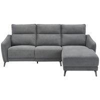 ECKSOFA in Struktur Grau  - Chromfarben/Grau, Modern, Textil/Metall (239/168cm) - MID.YOU