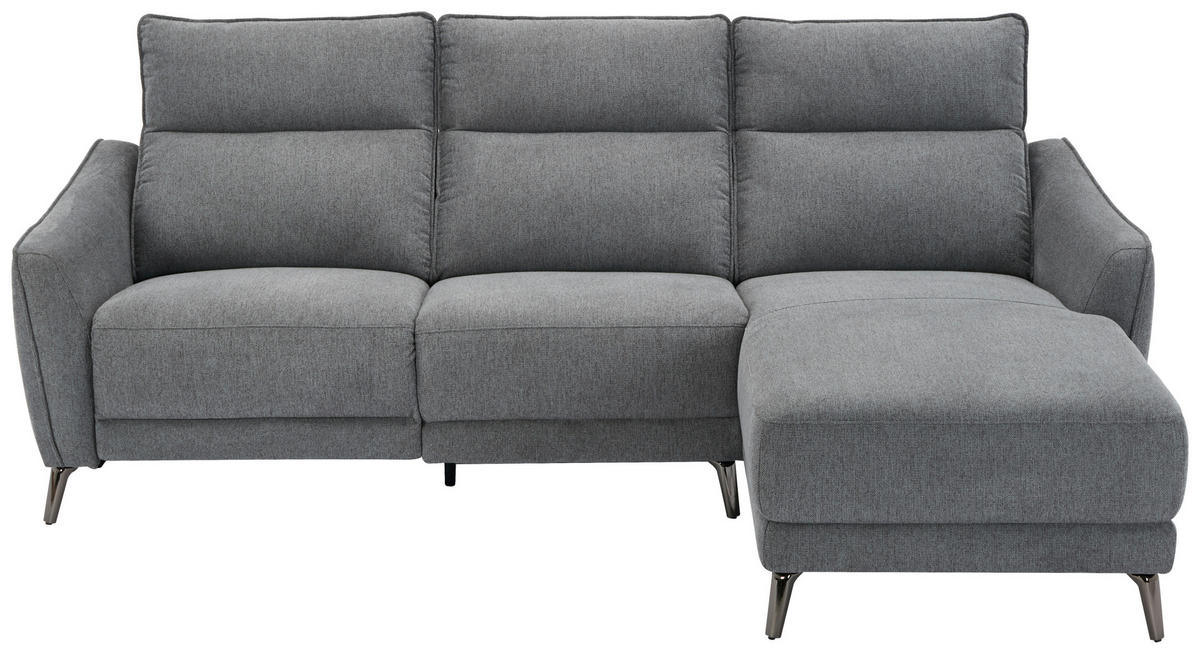 ECKSOFA in Struktur Grau  - Chromfarben/Grau, Modern, Textil/Metall (239/168cm) - MID.YOU