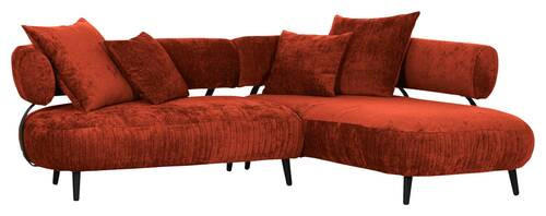 ECKSOFA in Chenille Kupferfarben - Schwarz/Kupferfarben, Design, Holz/Textil (265/200cm) - Landscape
