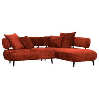 ECKSOFA in Chenille Kupferfarben  - Schwarz/Kupferfarben, Design, Holz/Textil (265/200cm) - Landscape