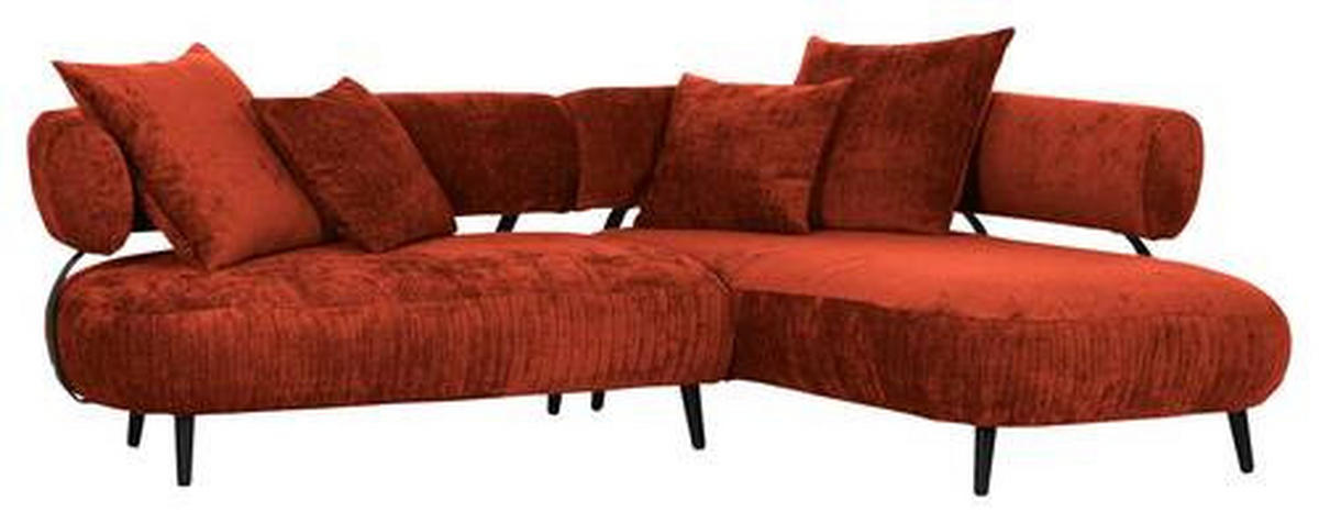 ECKSOFA in Chenille Kupferfarben  - Schwarz/Kupferfarben, Design, Holz/Textil (265/200cm) - Landscape