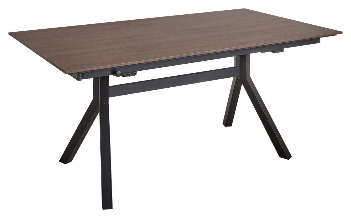 ESSTISCH Schwarz, Nussbaumfarben rechteckig  ausziehbar, in verschiedenen Größen erhältlich, in verschiedenen Holzdekoren erhältlich  - Nussbaumfarben/Schwarz, Basics, Holzwerkstoff/Metall (180-280/95/76cm) - Celina Home