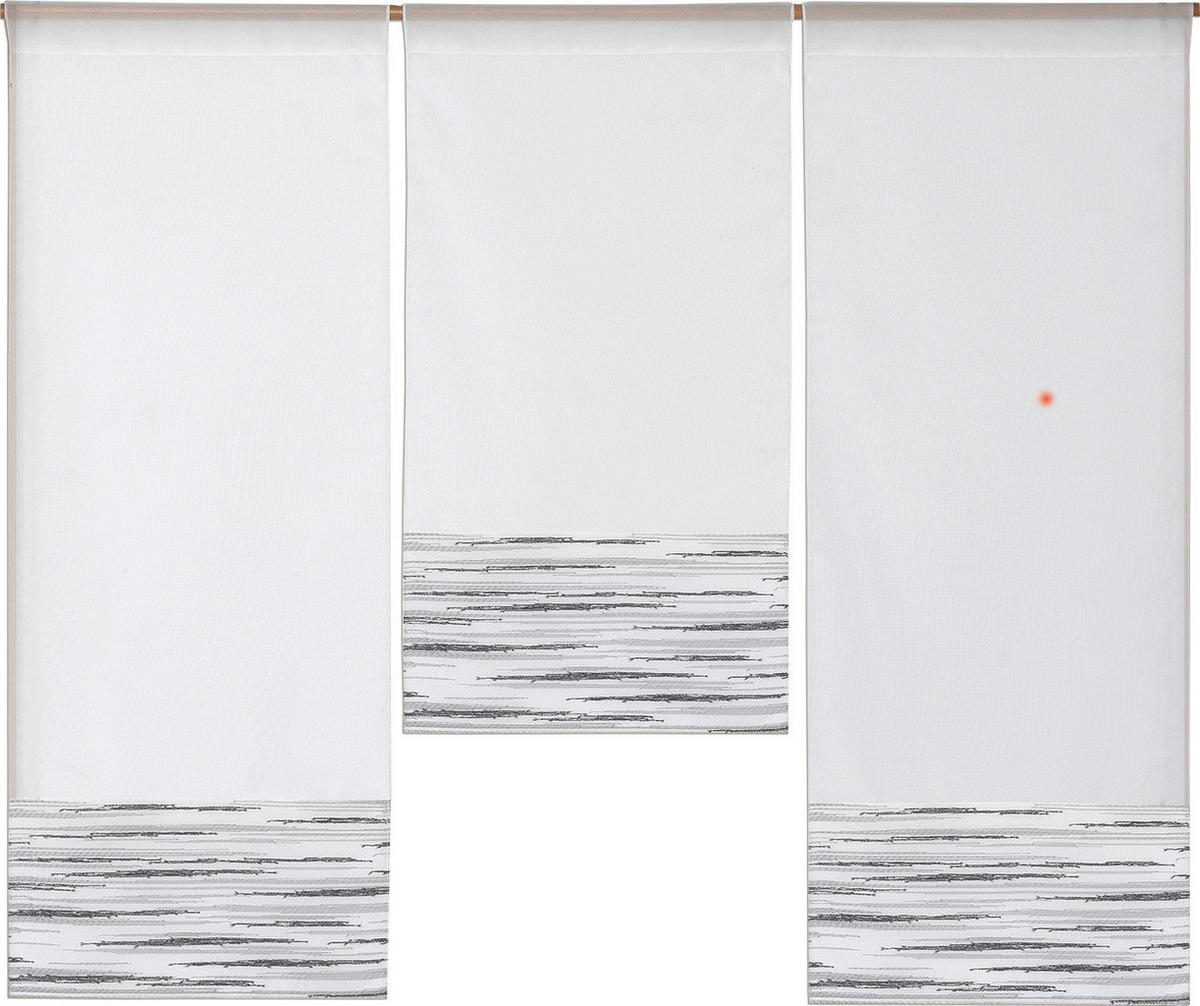 KURZGARDINENSET   90/80 cm   - Weiß/Grau, Basics, Textil (90/80cm)