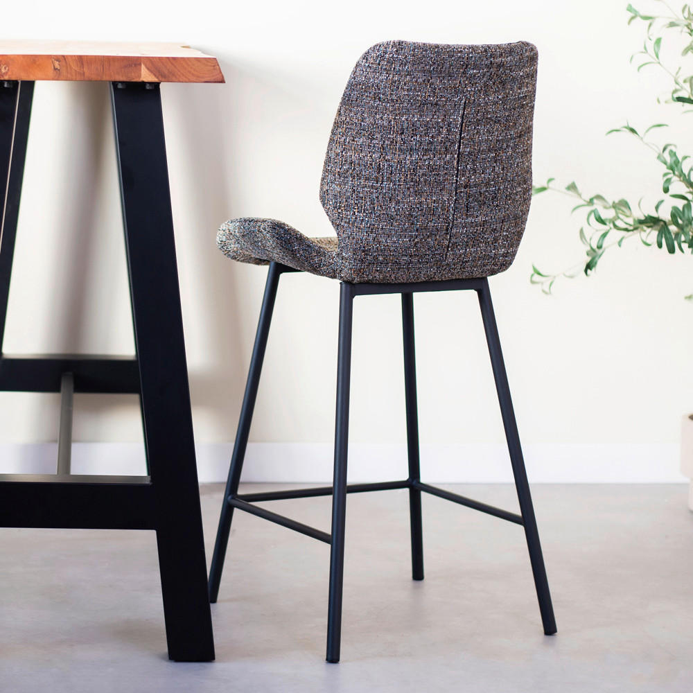 BARHOCKER-SET Chenille Dunkelgrau  - Dunkelgrau/Schwarz, Design, Textil/Metall (47/99/55cm) - MID.YOU