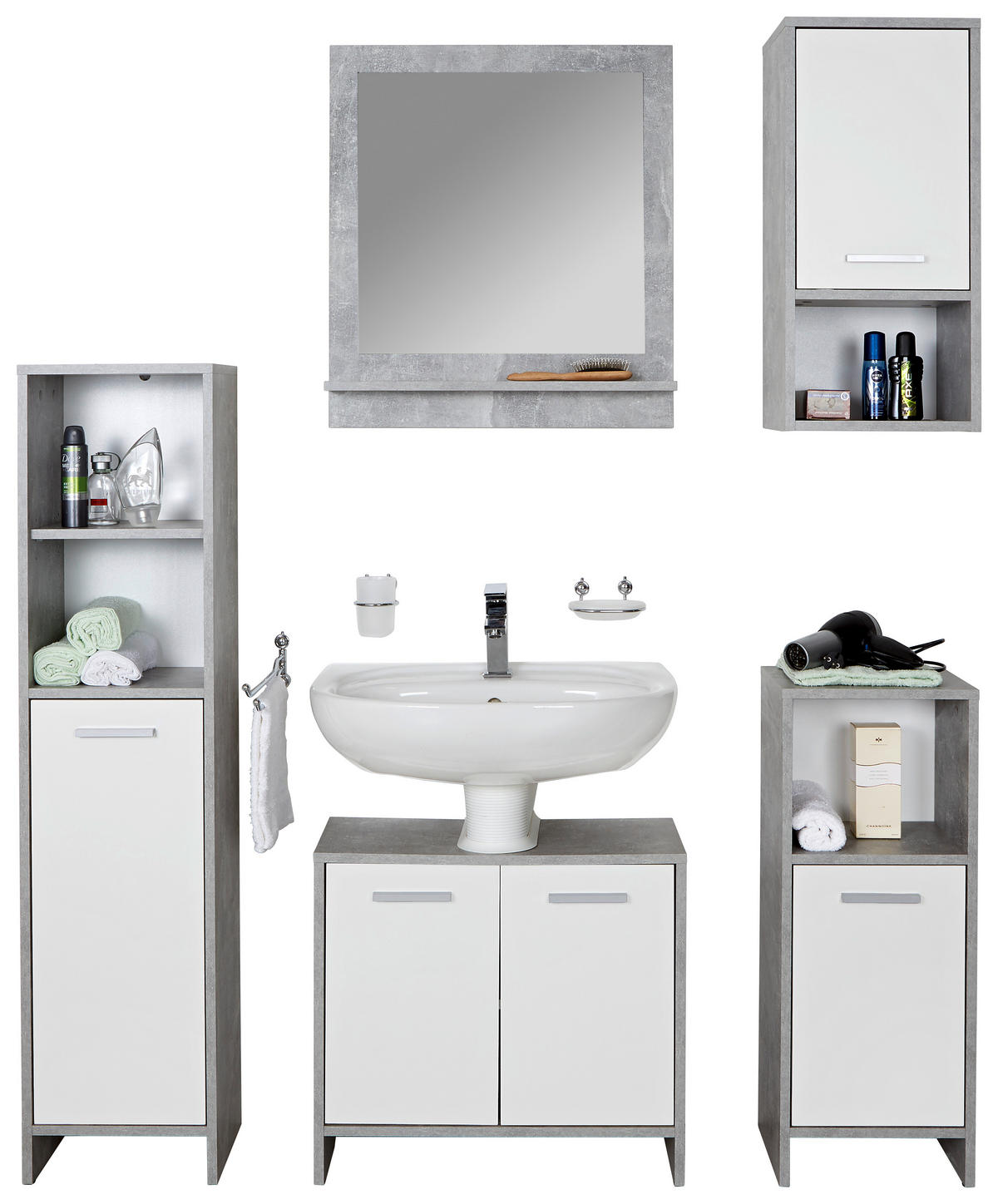 WASCHBECKENUNTERSCHRANK 60,4/55/28 cm  - Chromfarben/Hellgrau, MODERN, Holzwerkstoff/Kunststoff (60,4/55/28cm) - MID.YOU