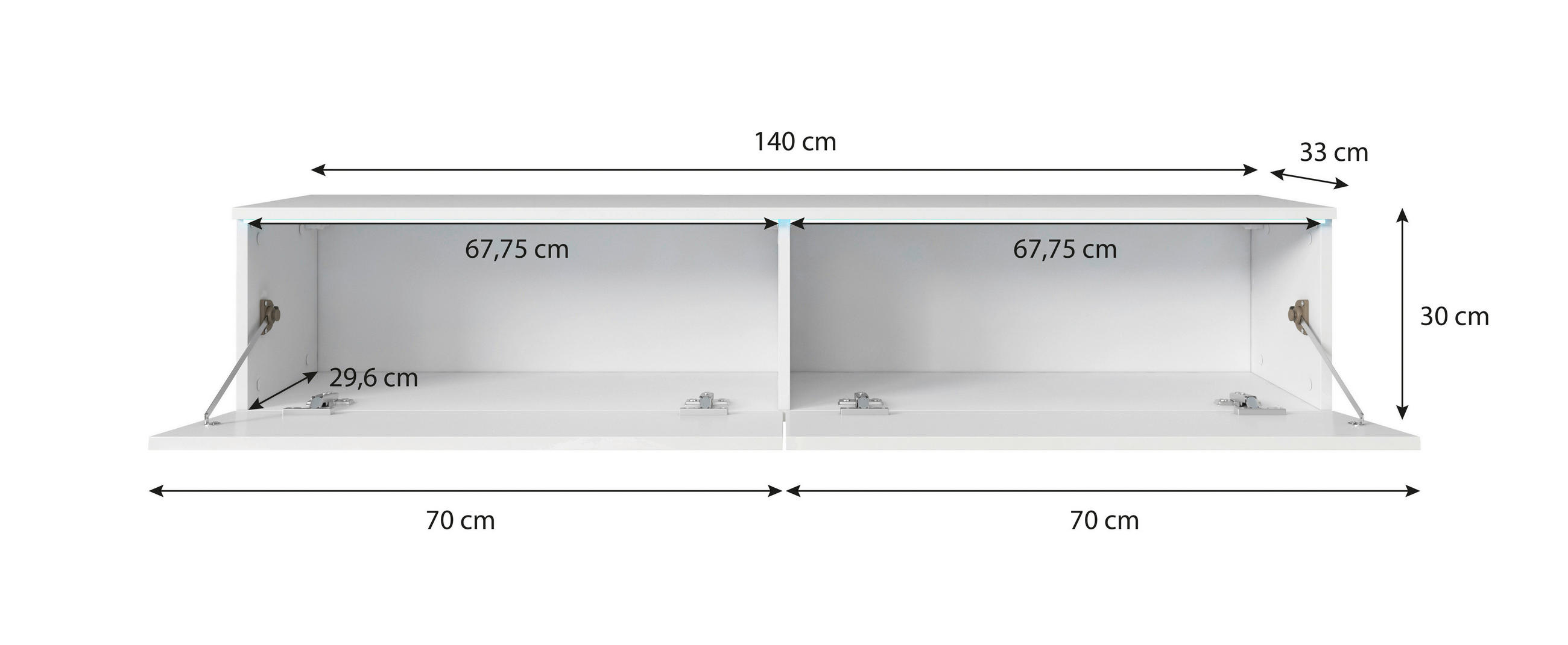 TV-BÄNK Vera  i 140/30/33 cm  - ek Wotan/vit högglans, Lifestyle, trämaterial/plast (140/30/33cm) - P & B