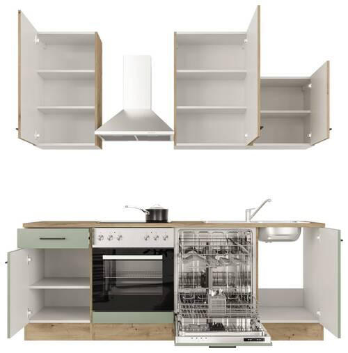 KUCHYŇSKÁ LINKA CARA - černá/zelená, Moderní, kov/kompozitní dřevo (220cm) - FlexWell