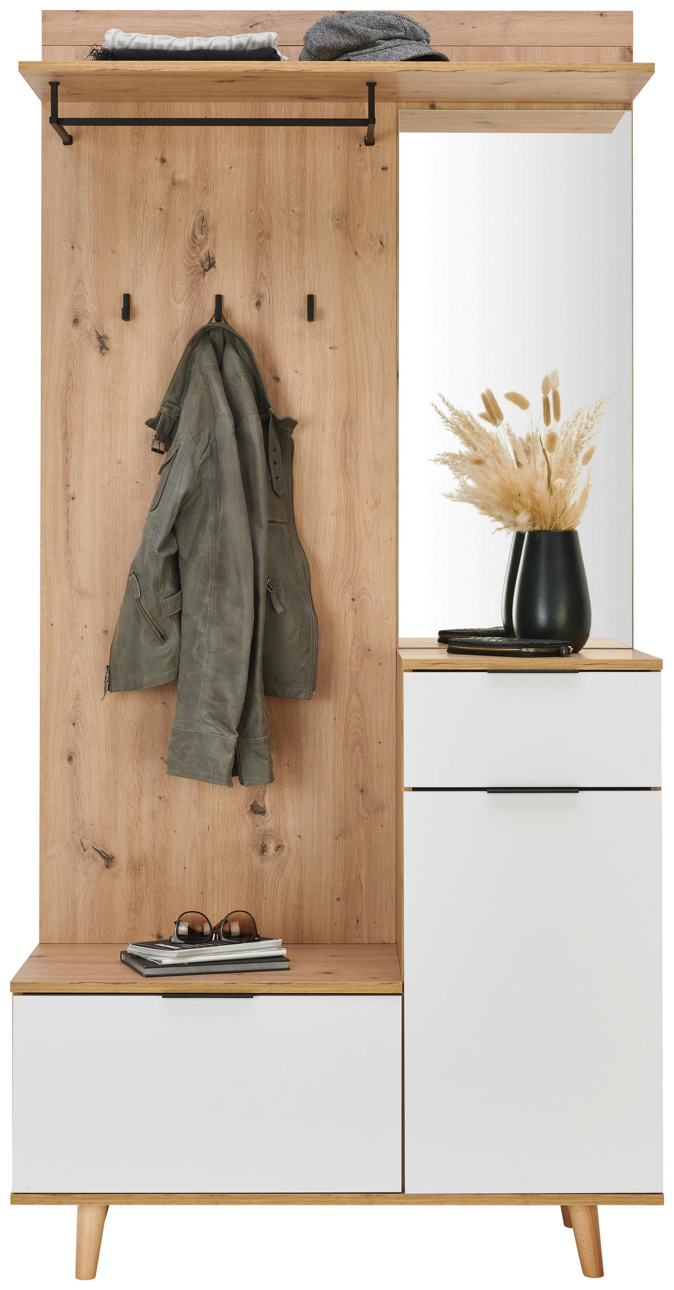 PREDSOBA bela, hrast artisan - bela/hrast artisan, Konvencionalno, leseni material (100/204/40cm) - Xora