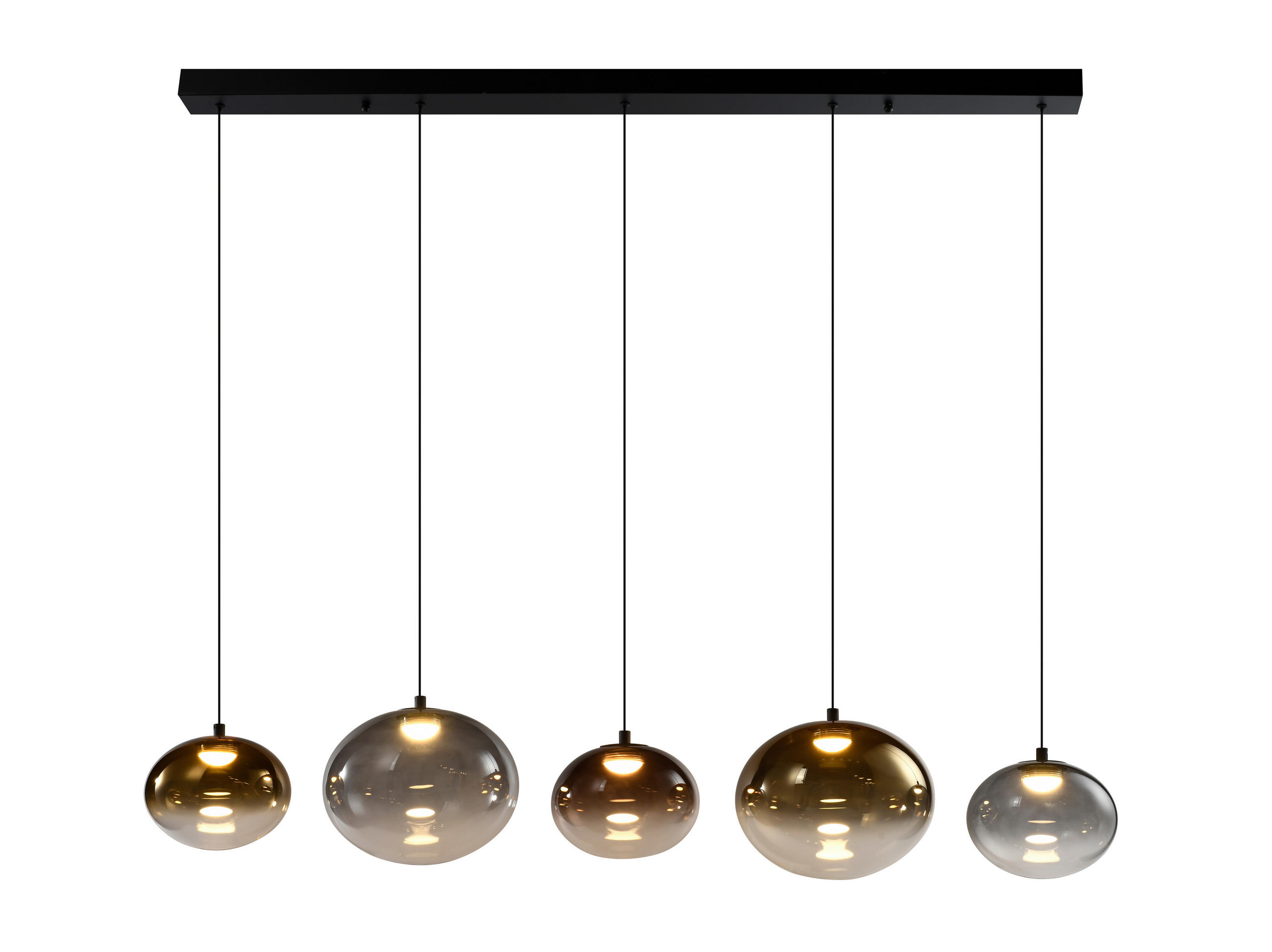 LED-HÄNGELEUCHTE Pesaro 128/170/20 cm  - Schwarz, Design, Glas/Metall (128/170/20cm)