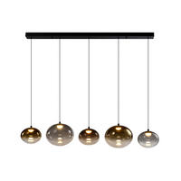 LED-HÄNGELEUCHTE Pesaro 128/170/20 cm  - Schwarz, Design, Glas/Metall (128/170/20cm)